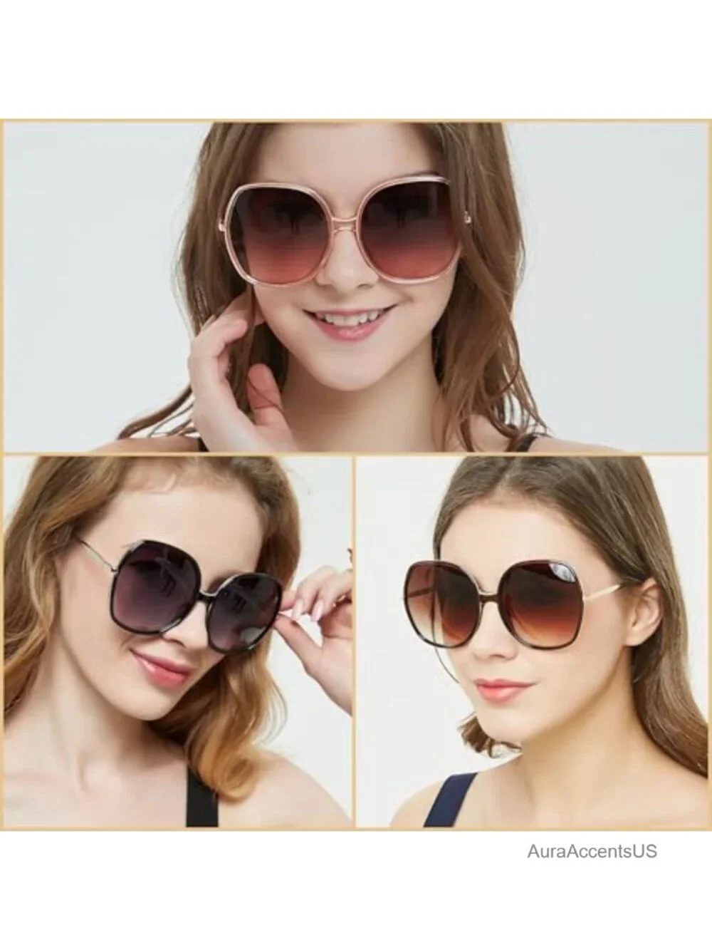 Oversized Square Sunglasses UV400 Full-Frame Retro Wide Face Shades